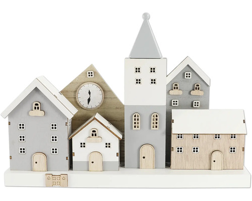 Dekorative Holzhaus-Szene mit Uhr