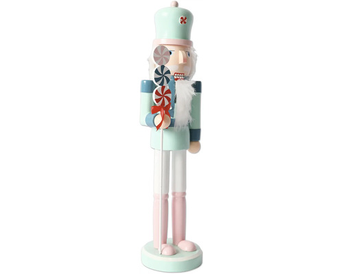Figurine Casse-Noisette en bois avec décoration de bonbons
