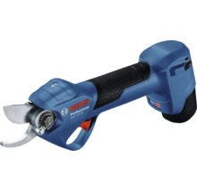 Logo Bosch. Sécateur à batterie avec outil de coupe.