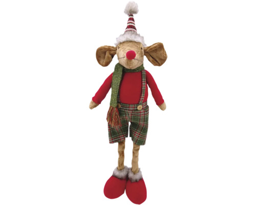Décoration de Noël Peluche souris avec bonnet et écharpe
