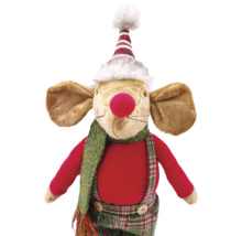 Souris décorative en tissu avec bonnet et écharpe comme décoration de Noël