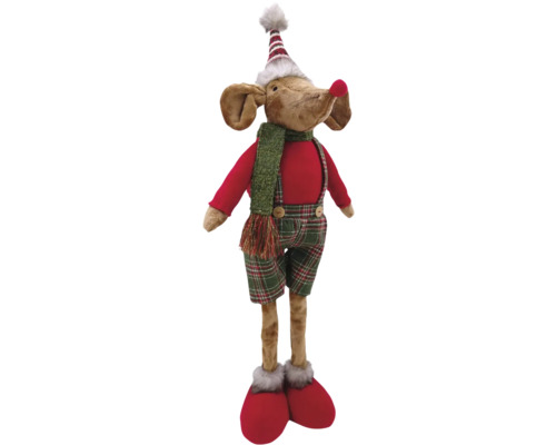 Figurine décorative Élan en peluche avec écharpe et bonnet comme décoration de Noël