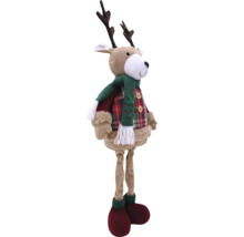 Renne décoratif en peluche avec bois, écharpe et veste pour la période de Noël