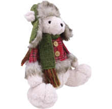 Figurine décorative en peluche d''un agneau assis avec bonnet et écharpe