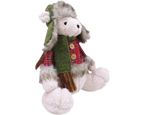 Figurine décorative en peluche d''un agneau assis avec bonnet et écharpe