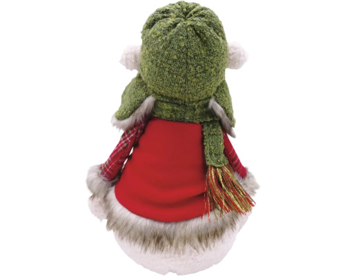 Figurine de Noël avec bonnet, écharpe et robe rouge