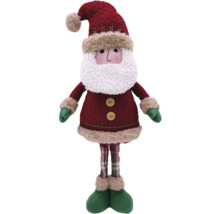 Weihnachtsmann-Dekofigur mit roter Mütze, weissem Bart und grün karierter Hose