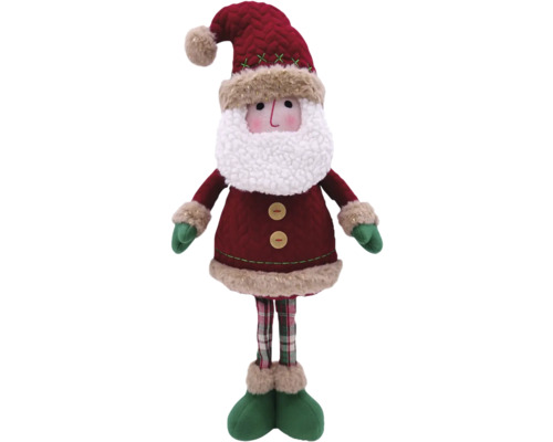 Weihnachtsmann-Dekofigur mit roter Mütze, weissem Bart und grün karierter Hose