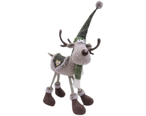 Renne décoratif en peluche avec bonnet et écharpe pour la période de Noël