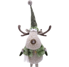 Figurine décorative de renne avec bonnet et écharpe pour la période de Noël