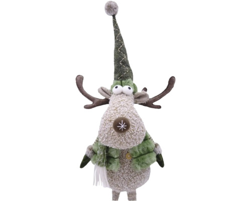 Figurine décorative de renne avec bonnet et écharpe pour la période de Noël