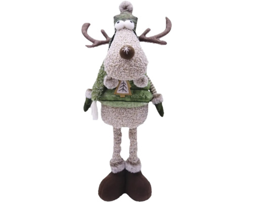 Figurine décorative renne avec bonnet et bois