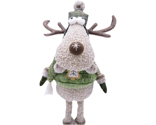 Figurine décorative renne avec bonnet et bois