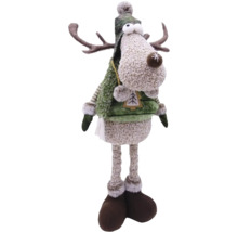 Figurine décorative d''élan avec bonnet et bois comme décoration de Noël