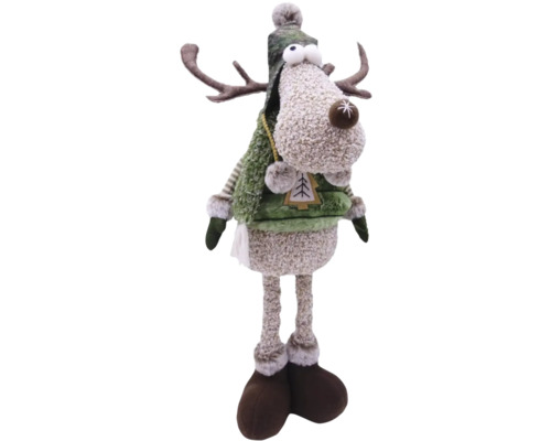 Figurine décorative d''élan avec bonnet et bois comme décoration de Noël