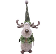 Renne de Noël décoratif en tissu avec bonnet et bois