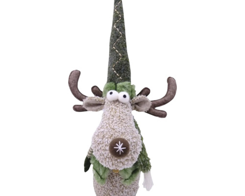 Figurine décorative de renne avec bonnet et bois