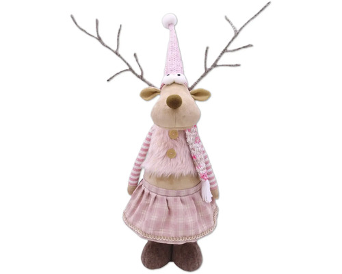 Figurine décorative de renne avec bonnet et écharpe