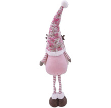 Figurine décorative renne avec un motif rayé et un bonnet à pompon