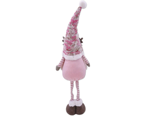 Figurine décorative renne avec un motif rayé et un bonnet à pompon