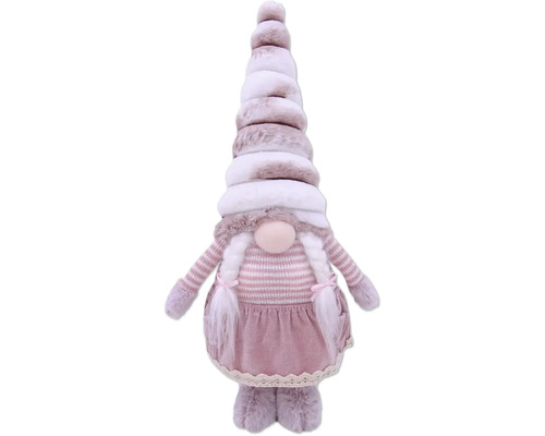 Figurine décorative de gnome avec bonnet, tresses et robe