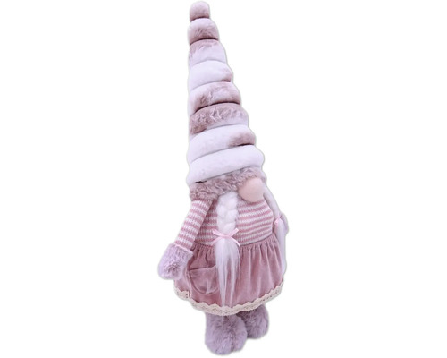 Figurine décorative de gnome avec un long chapeau, une tresse et une robe