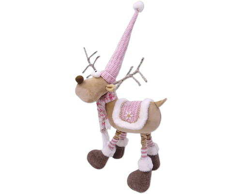 Figurine décorative renne avec bonnet et écharpe