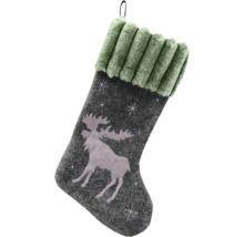Chaussette de Noël avec motif élan et bordure en fourrure