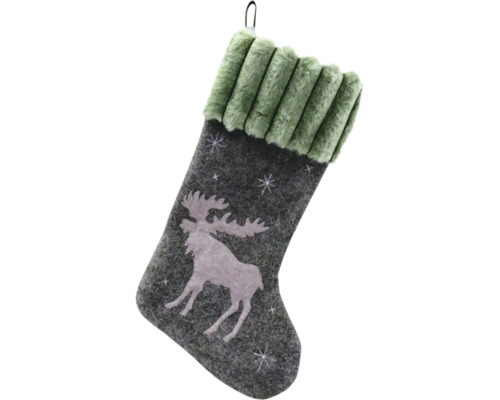 Chaussette de Noël avec motif élan et bordure en fourrure