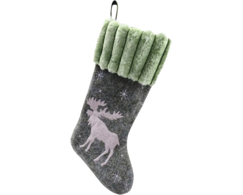 Chaussette de Noël décorative avec motif d''élan et boucle de suspension