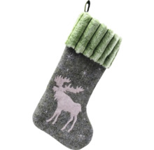 Chaussette de Noël avec motif d''élan et bordure en peluche