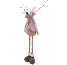 Figurine décorative de renne avec écharpe, bonnet et bois