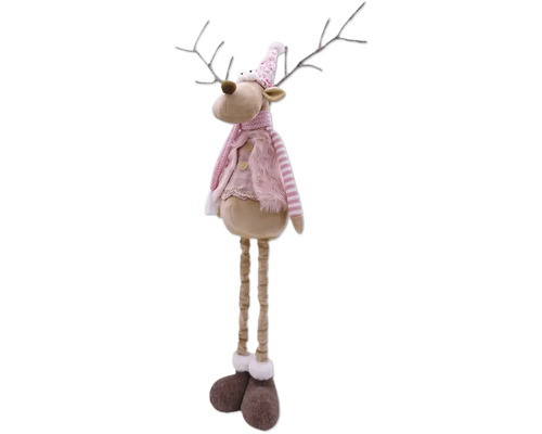 Figurine décorative de renne avec écharpe, bonnet et bois