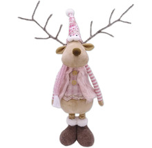 Figurine décorative renne avec bonnet, écharpe et bois comme décoration de Noël