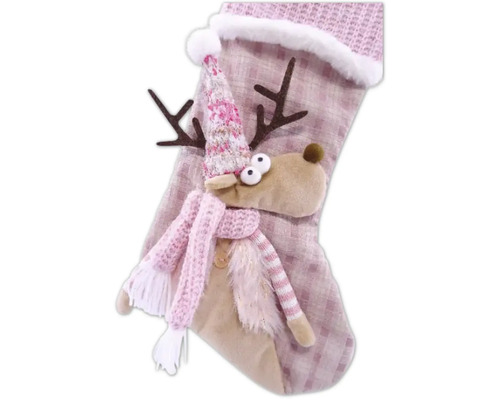Chaussette de Noël avec application de renne et écharpe tricotée