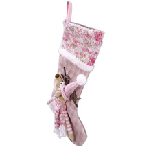 Chaussette de Noël avec ours en peluche et décoration de renne