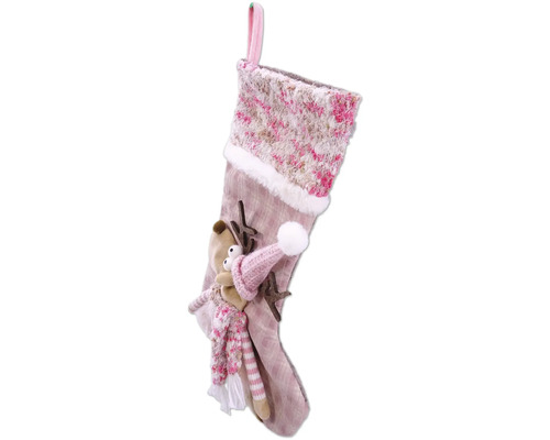 Chaussette de Noël avec ours en peluche et décoration de renne