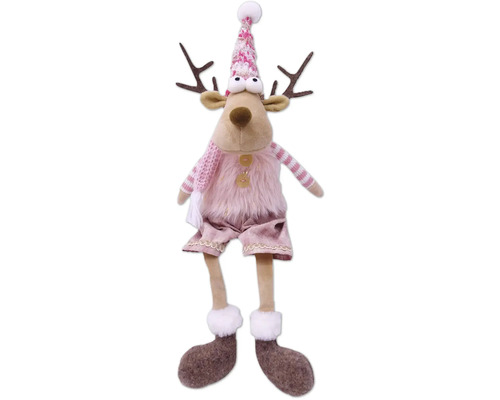 Figurine décorative de renne avec bonnet et bois