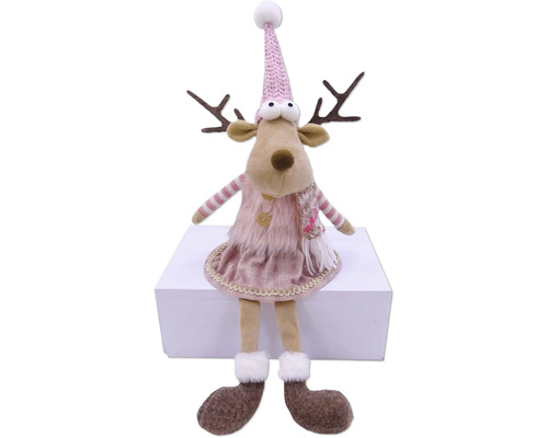 Renne décoratif avec bonnet et robe comme décoration de Noël