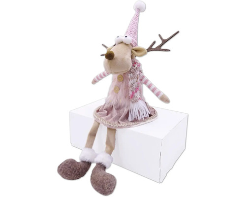 Figurine décorative de renne avec bonnet et écharpe pour la période de Noël