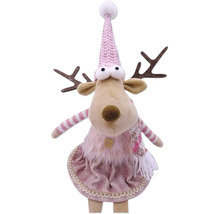 Figurine décorative de renne avec bonnet et écharpe pour la période de Noël