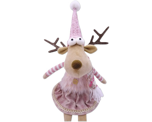 Figurine décorative de renne avec bonnet et écharpe pour la période de Noël