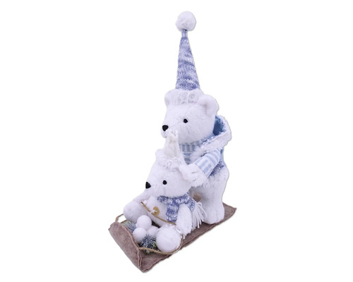 Figurine décorative avec deux ours polaires sur un traîneau