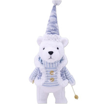Figurine décorative ours avec bonnet et cardigan