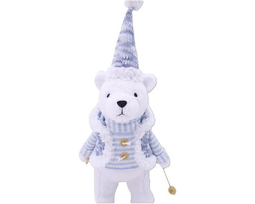 Figurine décorative ours avec bonnet et cardigan
