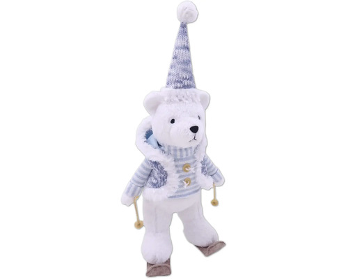 Ours polaire décoratif avec bonnet et skis comme décoration de Noël