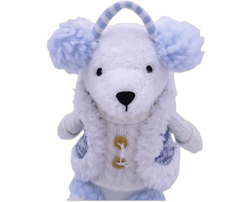 Ours en peluche avec cache-oreilles et cardigan