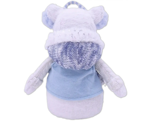 Vue arrière d''un ours en peluche à capuche servant de housse de bouteille