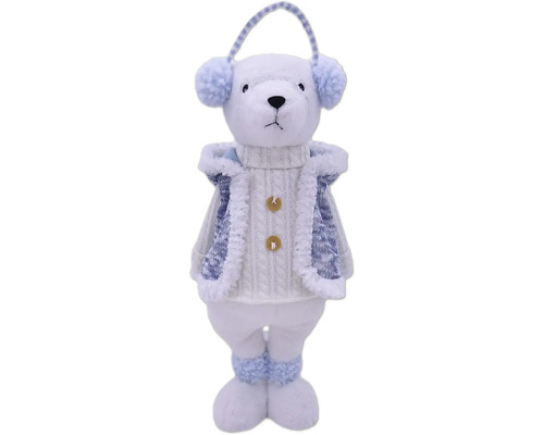 Ours polaire décoratif avec cache-oreilles et cardigan comme décoration de Noël