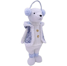 Figurine décorative ours avec cache-oreilles et gilet